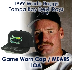 1999 Wade Boggs Tampa Bay Devil Rays Signed Game Worn Cap (MEARS LOA/JSA)