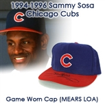 1994-96 Sammy Sosa Chicago Cubs Signed Game Worn Cap (MEARS LOA/JSA)