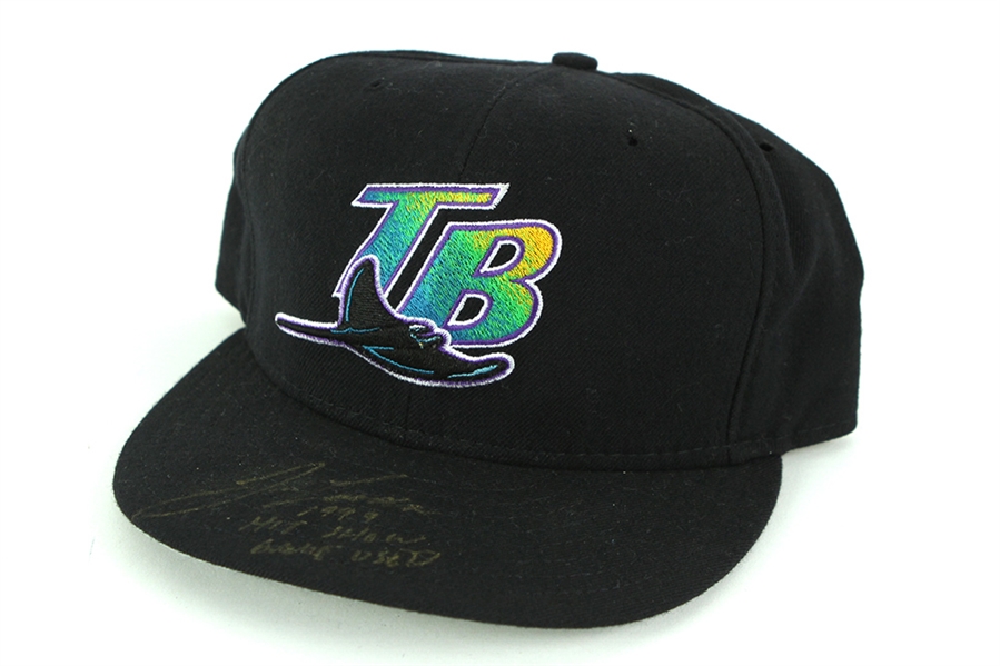 1999 Jose Canseco Tampa Bay Devil Rays Signed Game Worn Cap (MEARS LOA/JSA)