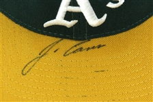 1985-87 Jose Canseco Oakland Athletics Signed Game Worn Cap (JSA)