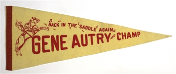 1941 Gene Autry and Champ “Back In the Saddle Again” Illustrated 29” Pennant