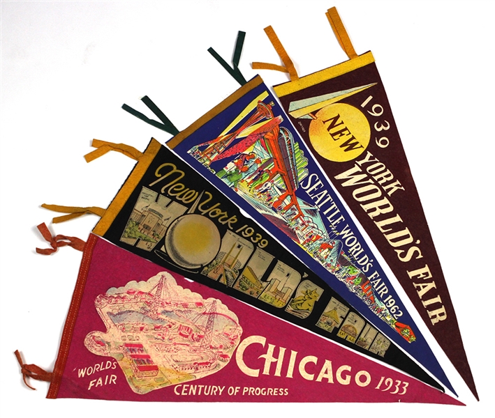 1933 – 1963 World’s Fair Century of Progress Pennant Collection (4)