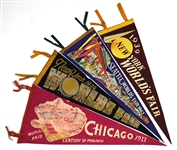 1933 – 1963 World’s Fair Century of Progress Pennant Collection (4)