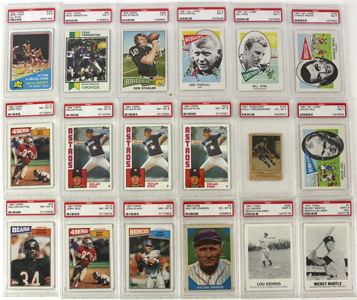 1950s-2000s PSA Slabbed & Graded Baseball Football & Non Sport Trading Card Collection - Lot of 120