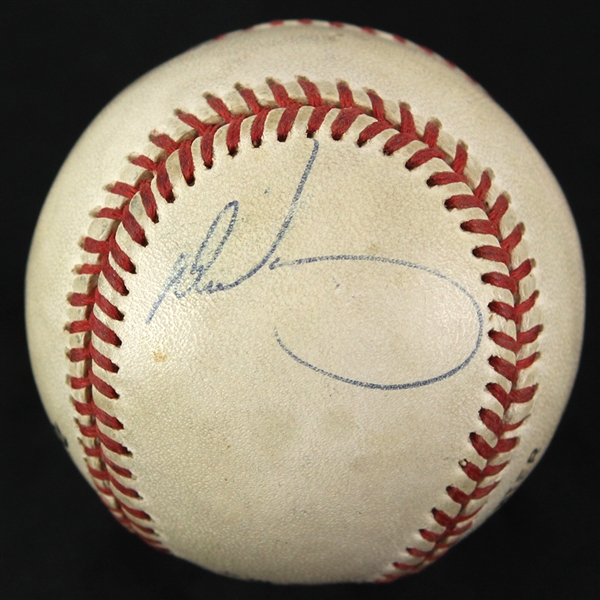 1991-92 Derrick May Chicago Cubs Signed ONL White Game Used Baseball (MEARS LOA/JSA)