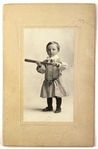 1880-1900 circa Victorian Era Child with Bat 3”x6” Photo on Ornate Mount