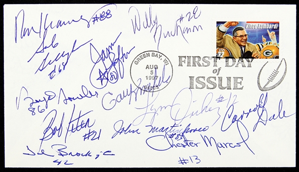 1997 Green Bay Packers Multi Signed Vince Lombardi First Day of Issue Envelope w/ 12 Signatures Including James Lofton & More (JSA)