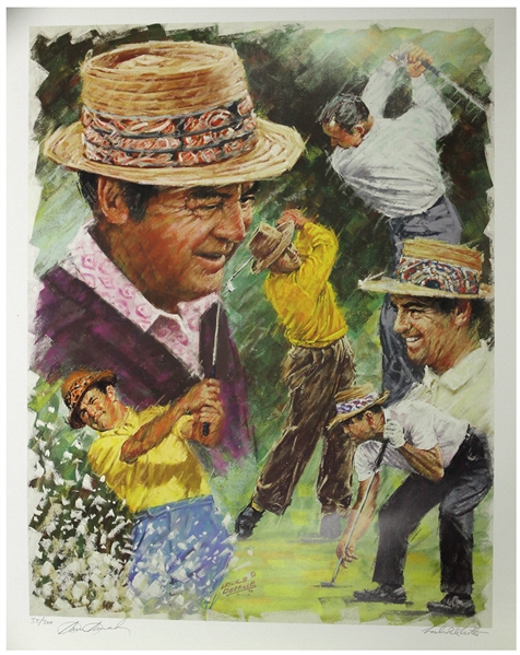 1996 Sam Snead 7 Tim Major Champion Golfer Signed 21" x 27" Lithograph (JSA) 35/300