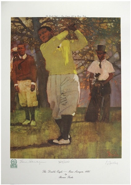 1989 Gene Sarazen 7 Time Major Champion Golfer Signed 19" x 24" Lithograph (JSA) 324/600