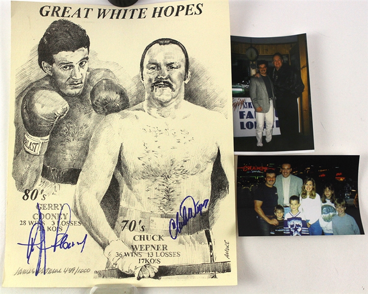 1980s Chuck Wepner Gerry Cooney Singed 11" x 14" Great White Hopes Lithograph (JSA) 459/1000