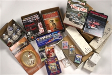 1980's-2000's Baseball Football Baketball Memorabilia Collection - Lot of 200+ w/ Hank Aaron/Eddie Matthews Signed 30 x 34 Photo, Trading Cards, Baseballs & More (JSA)