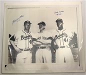 1980's-2000's Baseball Football Baketball Memorabilia Collection - Lot of 200+ w/ Hank Aaron/Eddie Matthews Signed 30 x 34 Photo, Trading Cards, Baseballs & More (JSA)