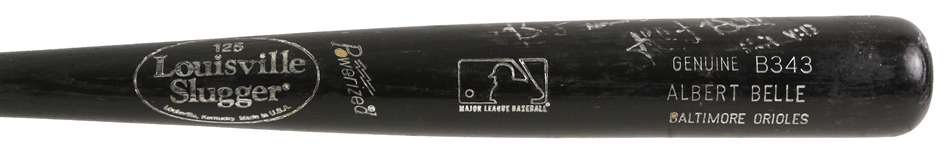 1999-2000 Albert Belle Baltimore Orioles Signed Louisville Slugger Professional Model Game Used Bat (MEARS LOA/JSA)