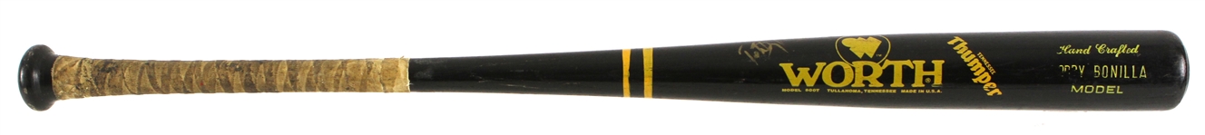 1988-89 Bobby Bonilla Pittsburgh Pirates Signed Worth Professional Model Game Used Bat (MEARS LOA/JSA)