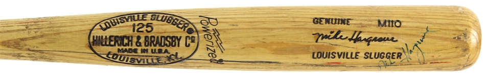 1977-79 Mike Hargrove Rangers/Padres/Indians Signed H&NB Louisville Slugger Professional Model Game Used Bat (MEARS LOA/JSA)