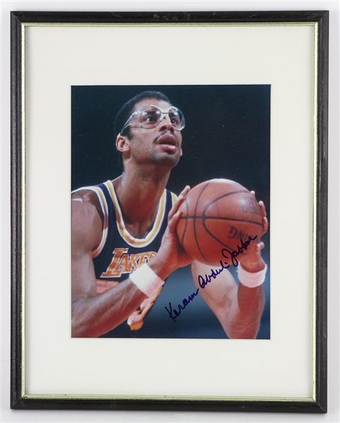 1980s Kareem Abdul Jabbar Los Angeles Lakers Signed 12" x 15" Framed Photo (JSA)