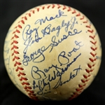 1944 Cleveland Indians Team Signed OAL Harridge Baseball w/ 21 Signatures Including Ken Keltner, Roy Cullenbine & More (JSA)