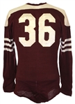 1950-55 Maroon #36 Game Worn Wilson Durene Football Jersey w/ 6 Button Crotch Piece (MEARS LOA)
