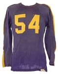 1950-55 Purple #54 Game Worn Wilson Durene Football Jersey (MEARS LOA)