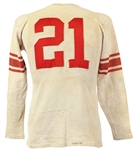 1950's White #21 Game Worn O'Shea Knitting Mills Durene Football Jersey (MEARS LOA)
