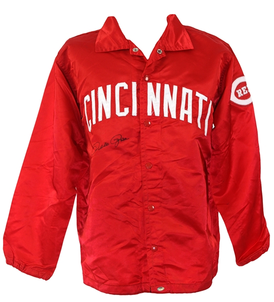 1984-86 Pete Rose Cincinnati Reds Signed Game Worn Windbreaker (MEARS LOA/JSA)