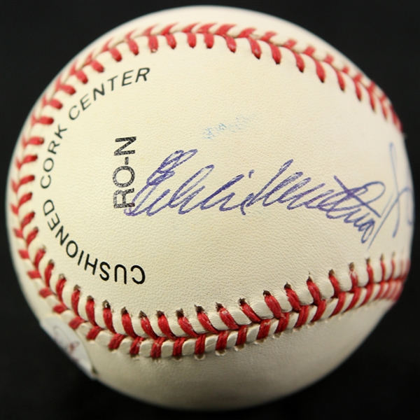 1995-99 Hank Aaron Eddie Mathews Warren Spahn Milwaukee Braves Signed ONL Coleman Baseball *JSA*