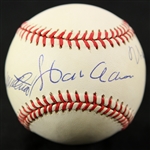 1995-99 Hank Aaron Eddie Mathews Warren Spahn Milwaukee Braves Signed ONL Coleman Baseball *JSA*