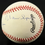 1995-99 Hank Aaron Eddie Mathews Warren Spahn Milwaukee Braves Signed ONL Coleman Baseball *JSA*