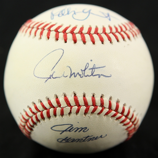 1990-92 Robin Yount Paul Molitor Jim Gantner Milwaukee Brewers Multi Signed OAL Brown Baseball (JSA)