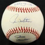 1990-92 Robin Yount Paul Molitor Jim Gantner Milwaukee Brewers Multi Signed OAL Brown Baseball (JSA)