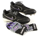 2004 Luis Gonzalez Arizona Diamondbacks Game Worn Nike Cleats & Easton Batting Gloves (MEARS LOA)