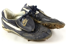 1995-97 Butch Huskey New York Mets Game Worn Nike Cleats (MEARS LOA)