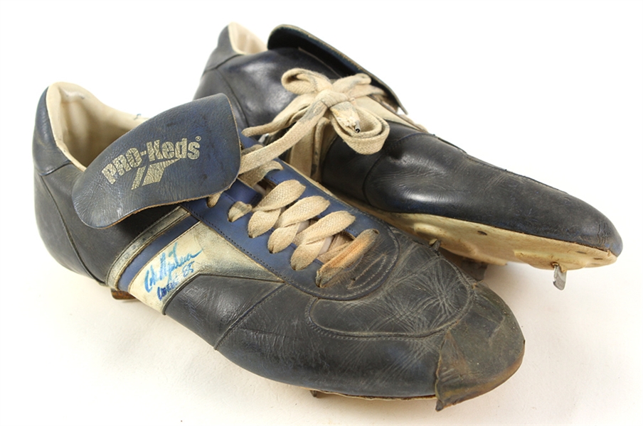 1985 Rick Aguilera New York Mets Signed Game Worn Pro Keds Cleats (MEARS LOA/JSA) Rookie Season