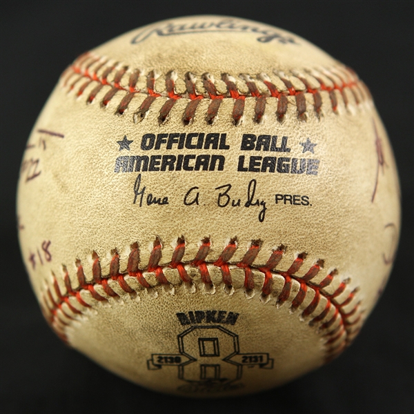 1995 (September 6) Cal Ripken Jr. Baltimore Orioles Signed OAL Budig Camden Yards Game Used Baseball (MEARS LOA/JSA) Ripkens 2,131st Consecutive Game
