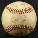 1995 (September 6) Cal Ripken Jr. Baltimore Orioles Signed OAL Budig Camden Yards Game Used Baseball (MEARS LOA/JSA) Ripken's 2,131st Consecutive Game