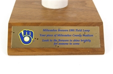 1991 Milwaukee Brewers County Stadium Filed Lamp (MEARS LOA)