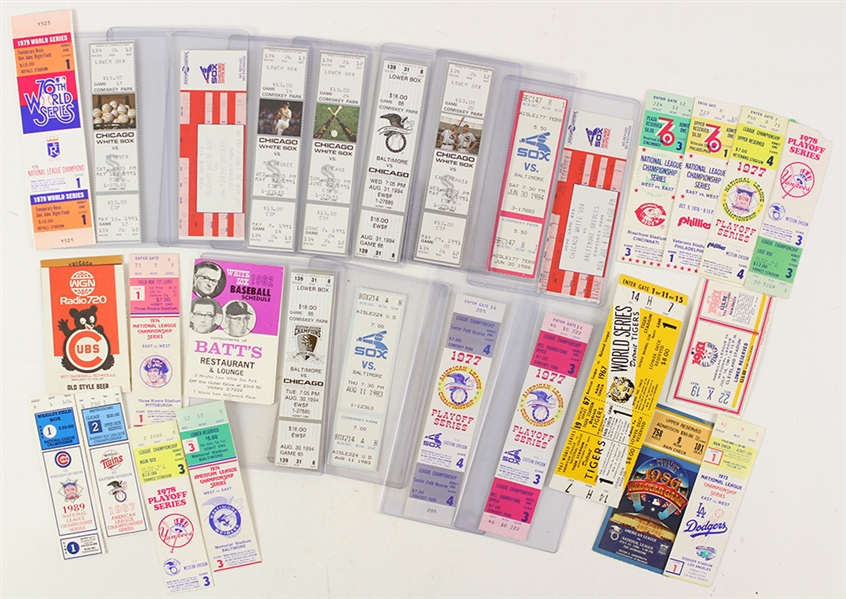 1962-94 Baseball Ticket Stb & Pocket Schedule Collection - Lot of 29 w/ Postseason & All Star Game 