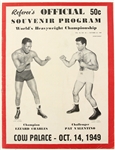 1949 Ezzard Charles Pat Valentino World Heavyweight Championship Title Bout Referees Official Program 