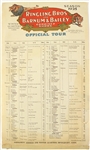 1925 Ringling Bros and Barnum & Bailey Circus Combined Shows 9" x 15" Official Tour Sheet