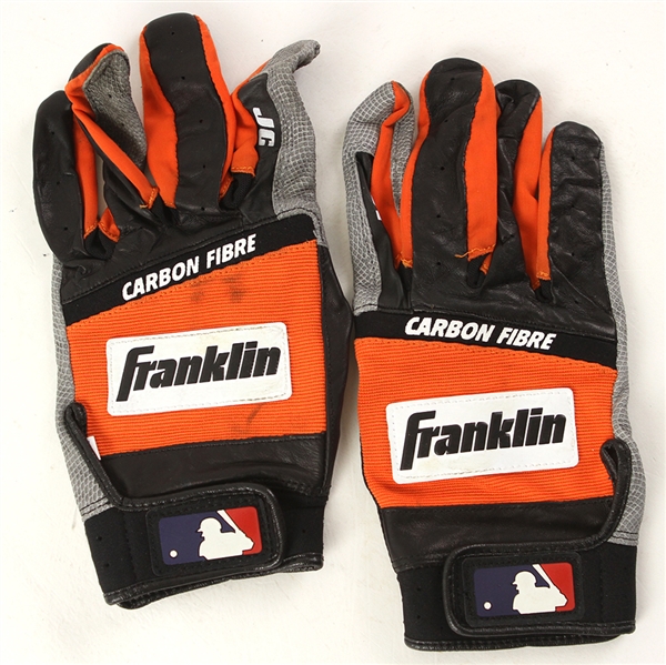 1998 Joe Carter Orioles/Giants Game Worn Batting Gloves (MEARS LOA)
