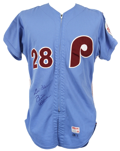 1983 Bill Robinson Philadelphia Phillies Autographed Game Worn Blue Jersey (MEARS LOA, JSA)