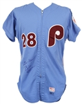 1983 Bill Robinson Philadelphia Phillies Autographed Game Worn Blue Jersey (MEARS LOA, JSA)