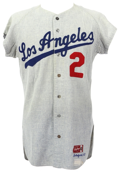 1967 Dick Schofield Los Angeles Dodgers Game Worn Flannel Road Jersey (MEARS LOA)