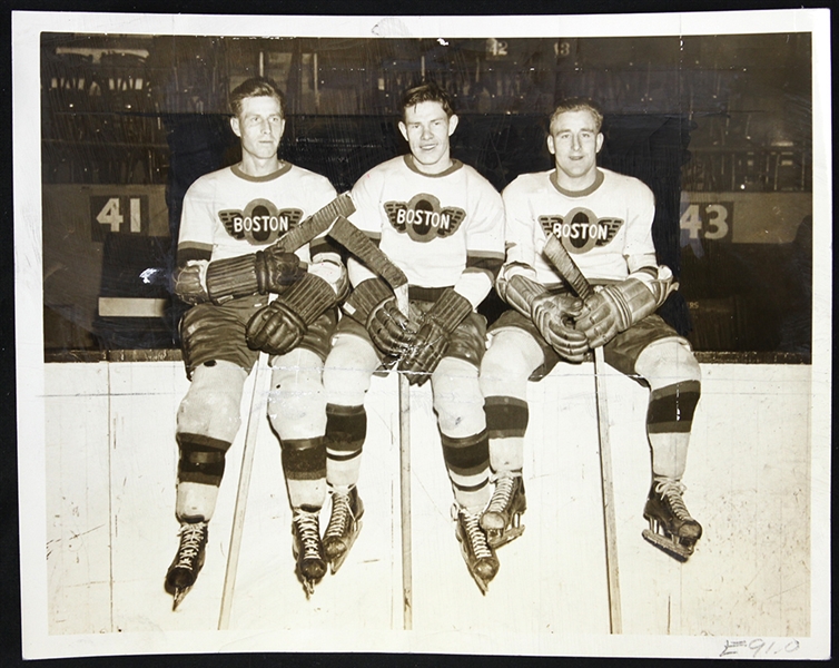 1942 Gerry Desrosiers Jerry Bauer Fishy Dumond Boston Olympics 7" x 9" Original Photo