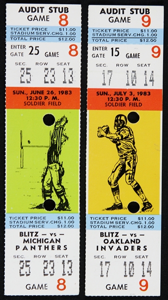 1983 Chicago Blitz Soldier Field USFL Tickets - Lot of 2