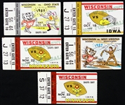 1957-58 Wisconsin Badgers Football Camp Randall Ticket Stub Collection - Lot of 5