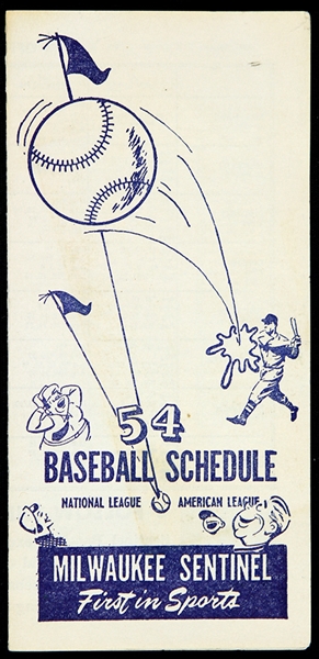 1954 Milwaukee Sentinel American/National League Baseball Pocket Schedule