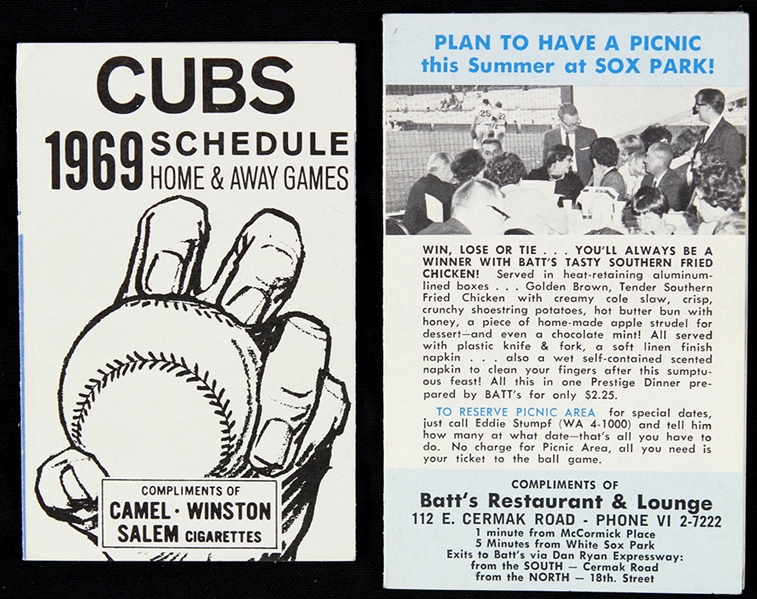 1966-69 Chicago Cubs White Sox Pocket Schedules - Lot of 2