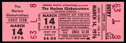 1976 Harlem Globetrotters Portland Coliseum Complex Full Ticket