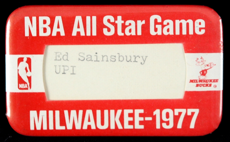 1977 Ed Sainsbury United Press International NBA All Star Game MECCA Arena Press Pinback 